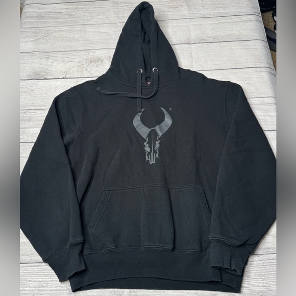 Badlands Hoodie Sweatshirt Mens M Black Gray Skull Logo Bio Thermic Pullover - Picture 1 of 4